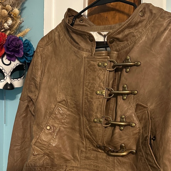 NICHOLAS K Sultan Jacket - Brown Leather Toggle Coat - Picture 3 of 16